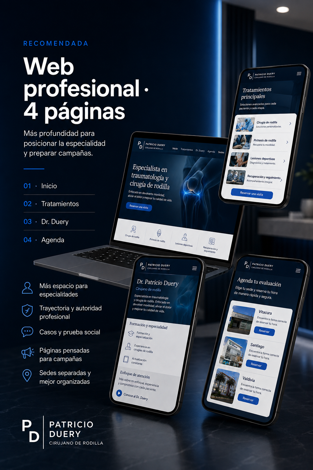 Ejemplo de web profesional de cuatro páginas